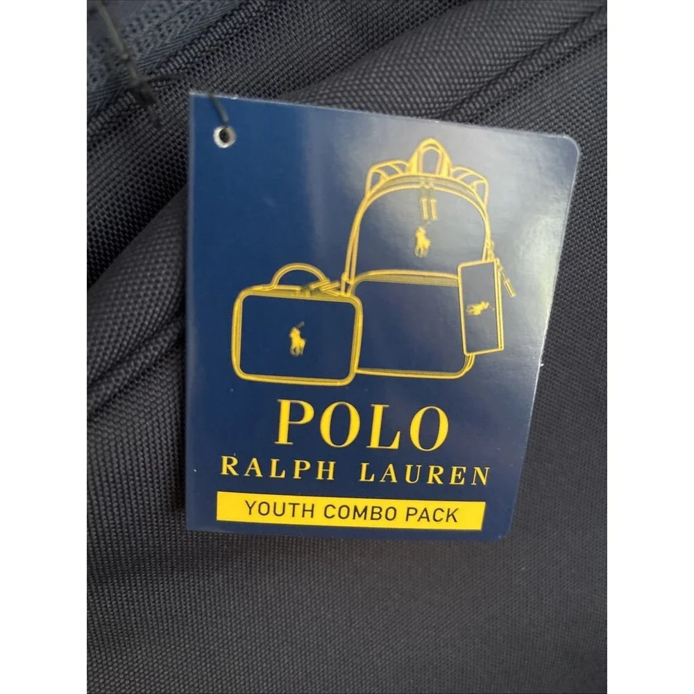 Ralph Lauren Polo Youth Backpack Combo Set Lunchbox Pencil Case Navy Red School